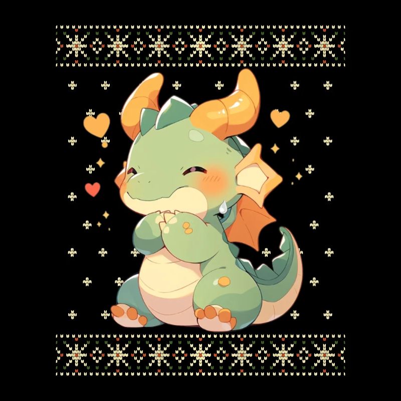 Dragon kawaii dans le style pull de Noël moche