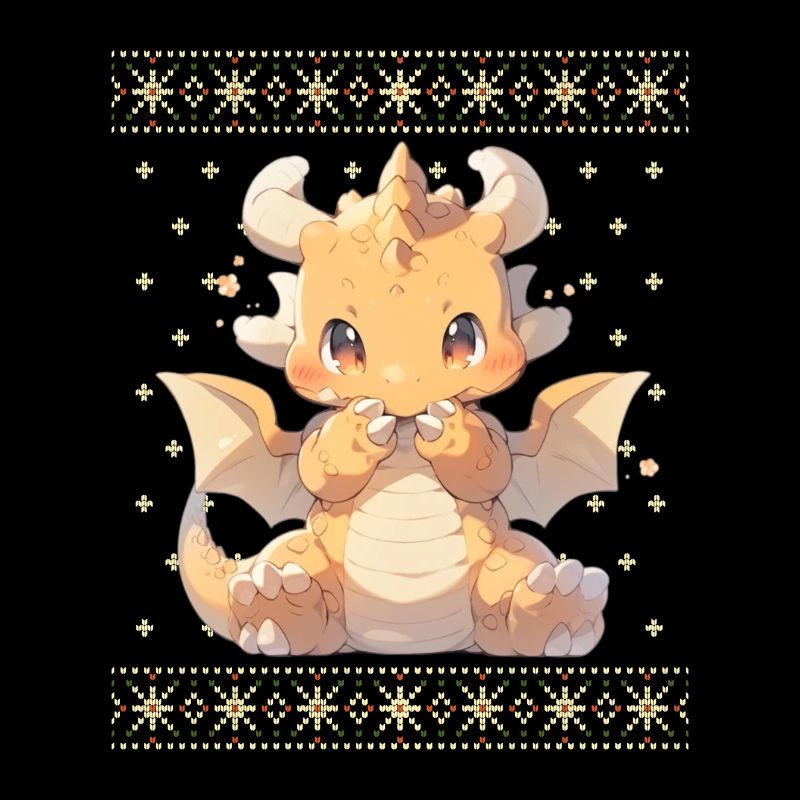 Dragon kawaii dans le style pull de Noël moche