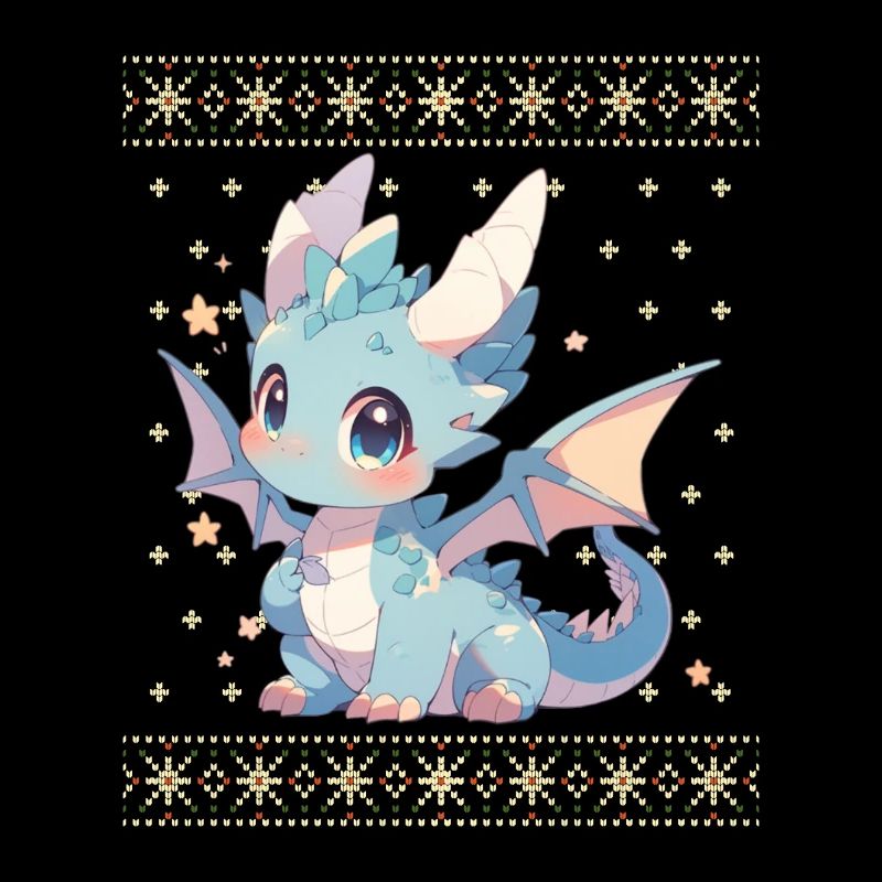 Dragon kawaii dans le style pull de Noël moche