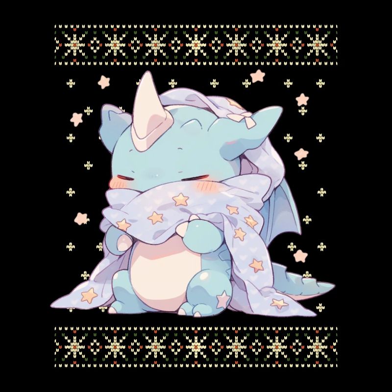 Dragon kawaii dans le style pull de Noël moche