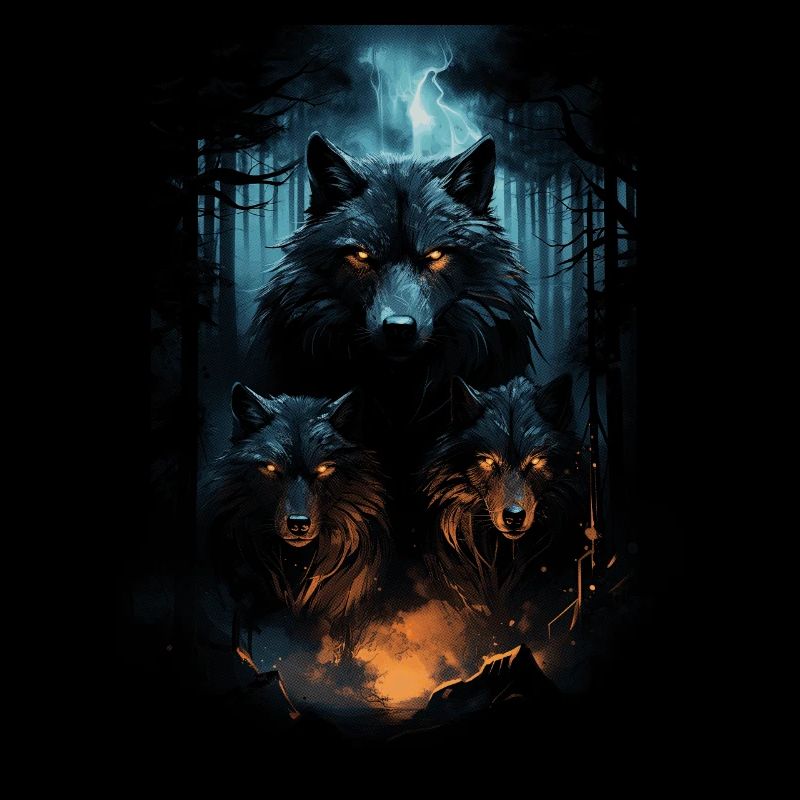 Fantasy Wolves Wolf Moonlight Illustration