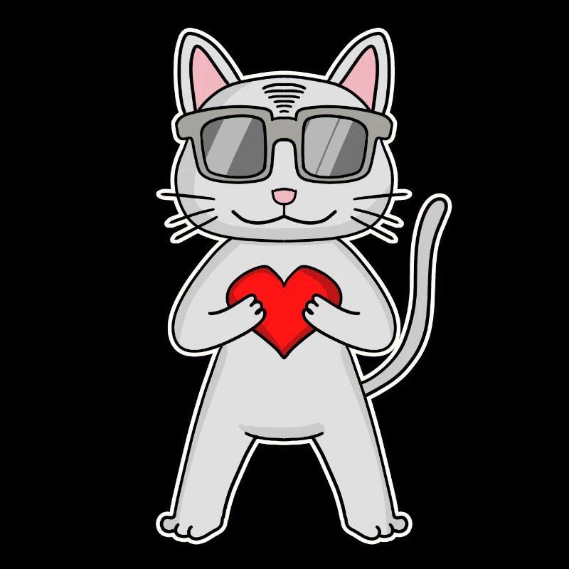 Chat avec coeur et lunettes - Devon Rex