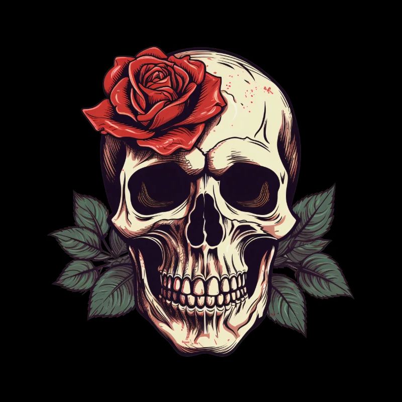 Skull Rose Aesthetic Grunge Goth Skull