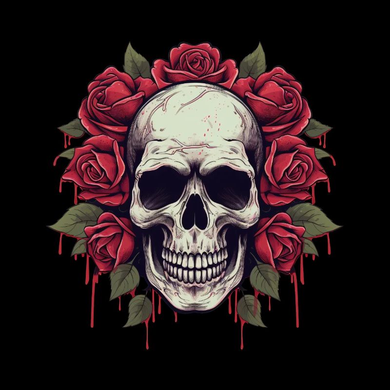 Skull Roses Grunge Aesthetic Goth Skull