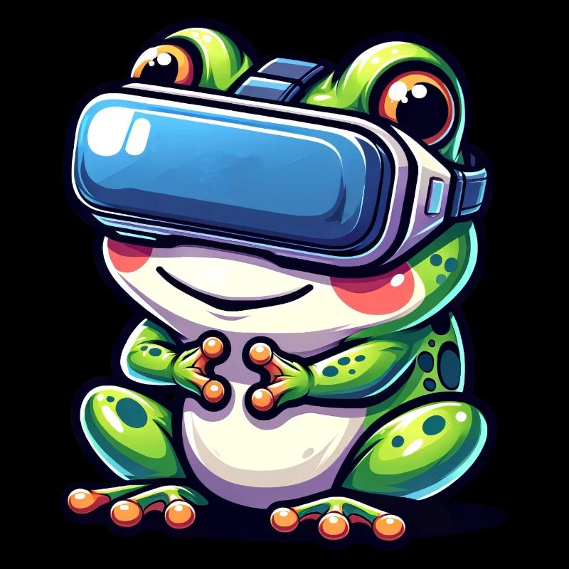 VR Gamer Frog: Virtual Worlds
