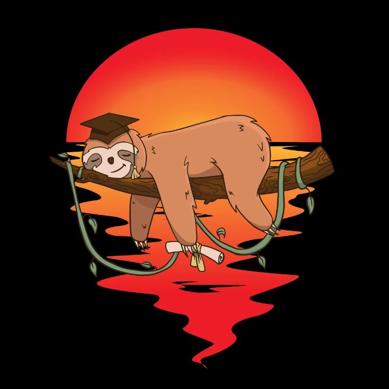 Sloth Student Diploma High School Student Studying Student Tired