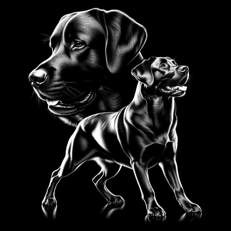 Labrador mignon comme un portrait cool dans le style dessin