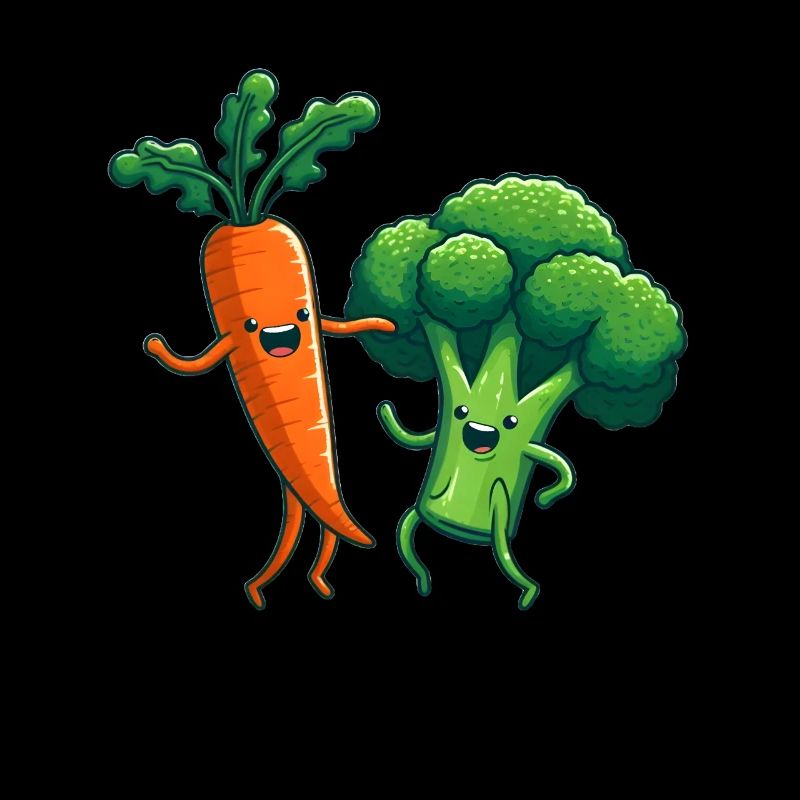 Carrot and broccoli dancing