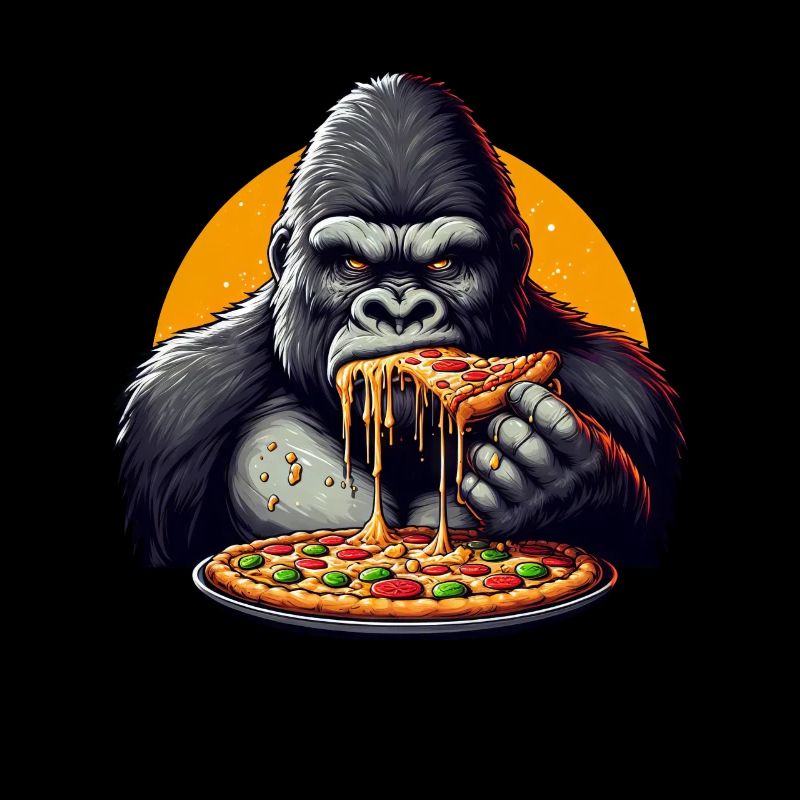 Gorille Pizza Lover Dessin animé