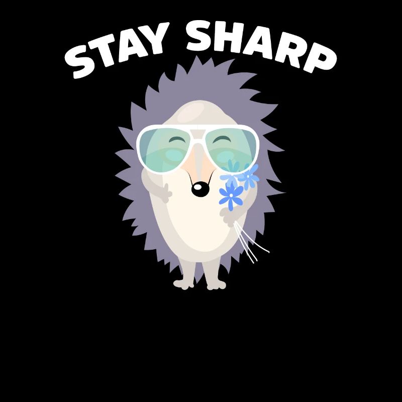 Stay Sharp Hérisson mignon avec lunettes de soleil et fleur