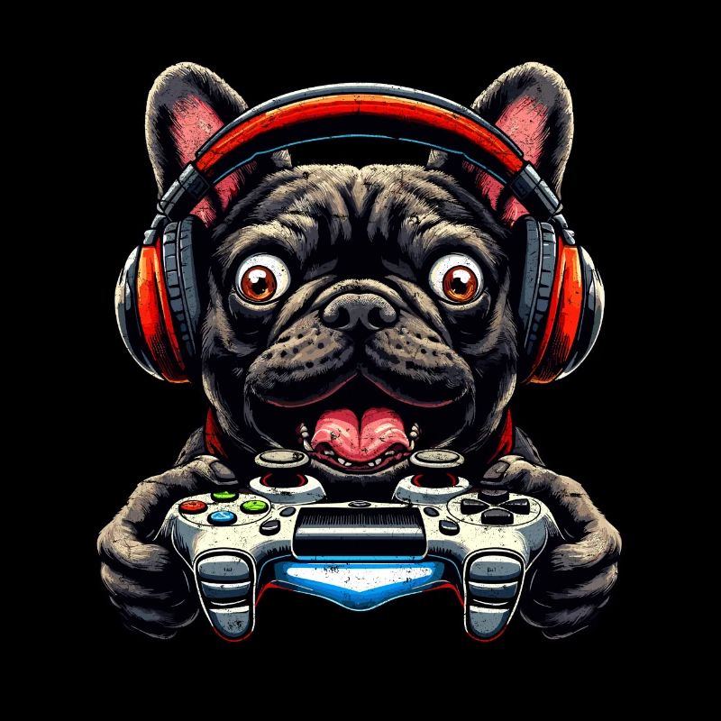 French Bulldog Gamer with game controller