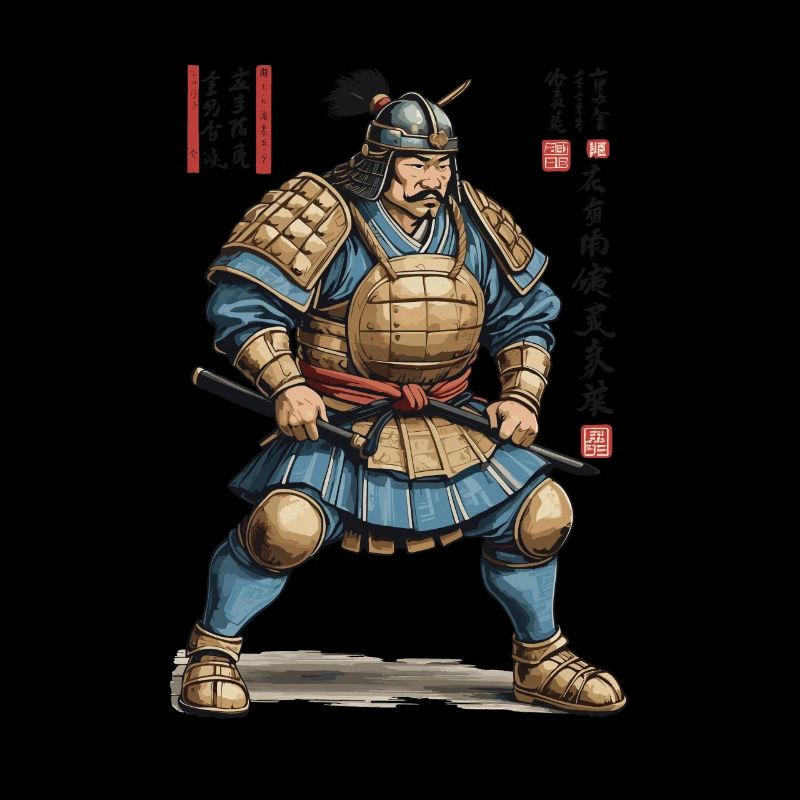 Vintage Ukiyo-E Stil Japanisches Samurai Kunstwerk
