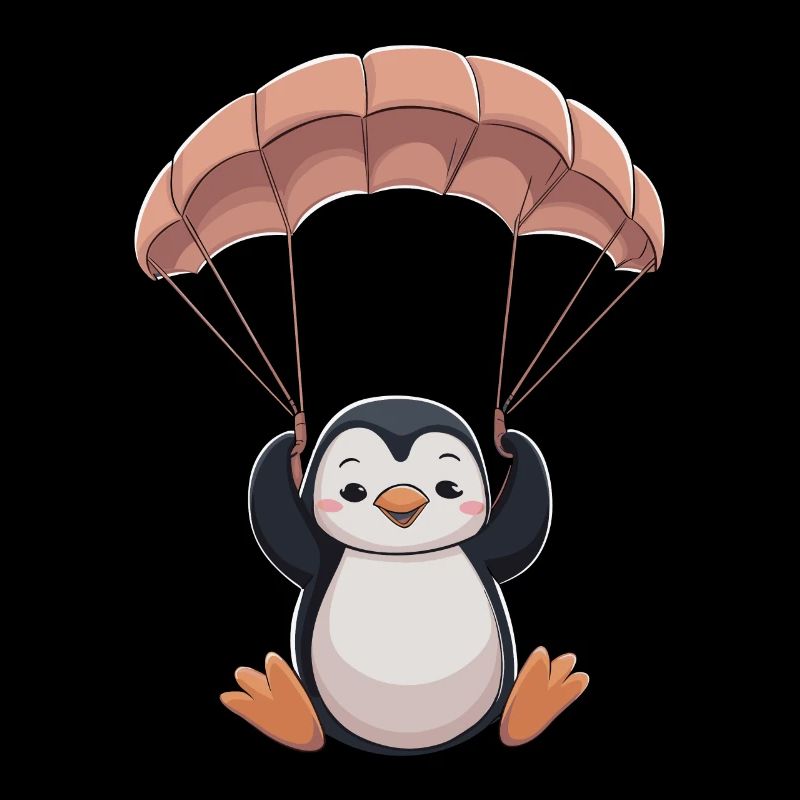 Pingouin mignon avec parachute