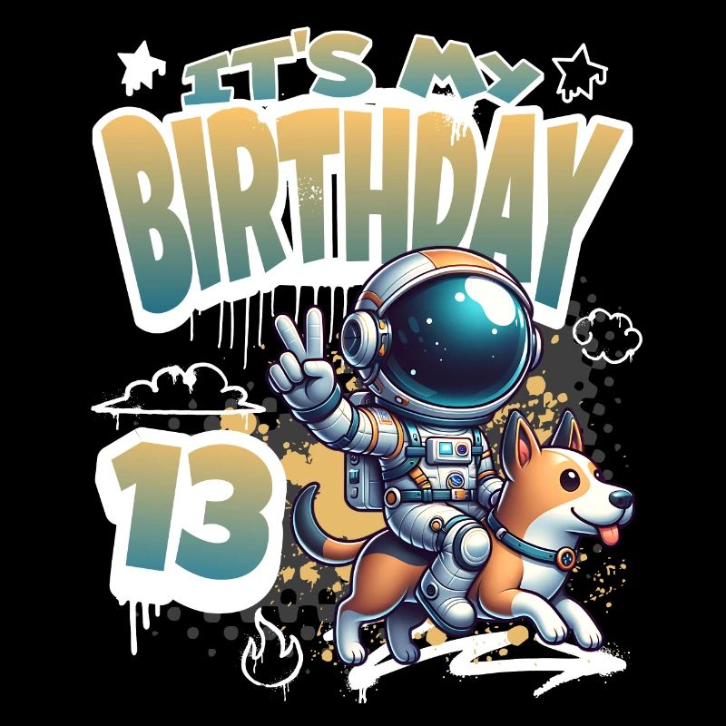 Astronaute 13e anniversaire Chien de l'espace drôle
