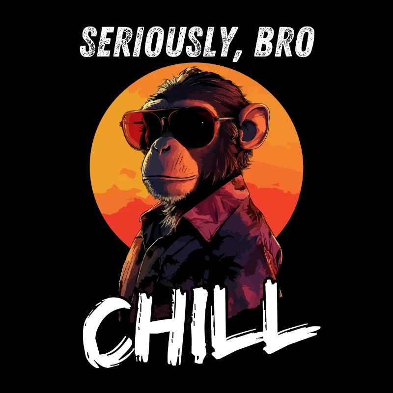 Seriously Bro Chill Monkey Sunset Gamer
