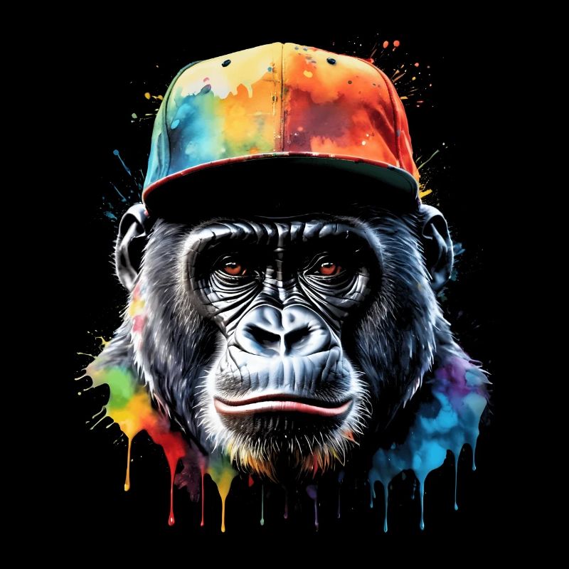 Gorilla Snapback Cap Affe Cool Tier Design Print