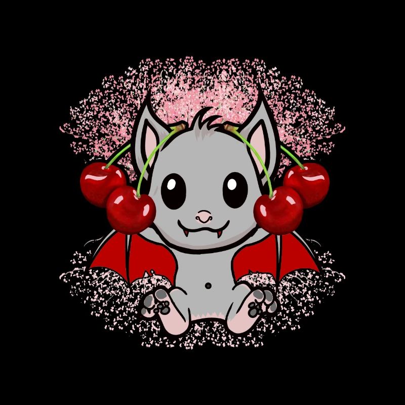 bat bats cherries cherry blossom fruit