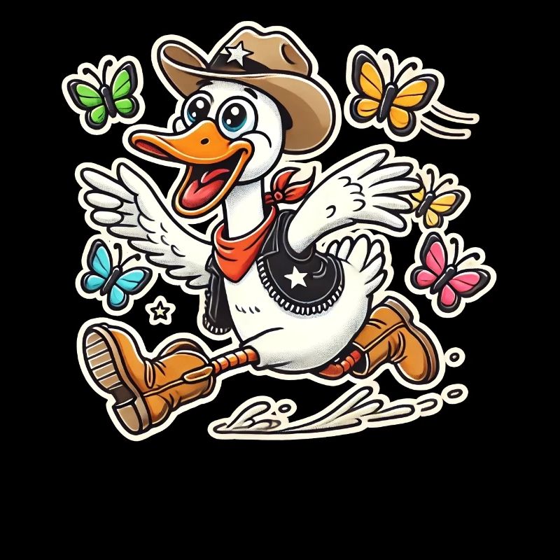 Silly Goose in a cowboy sheriff's hat and boots