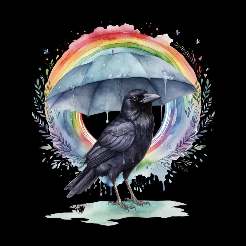 Rainbow Crow Crows Corbeau Corbeau Parapluie