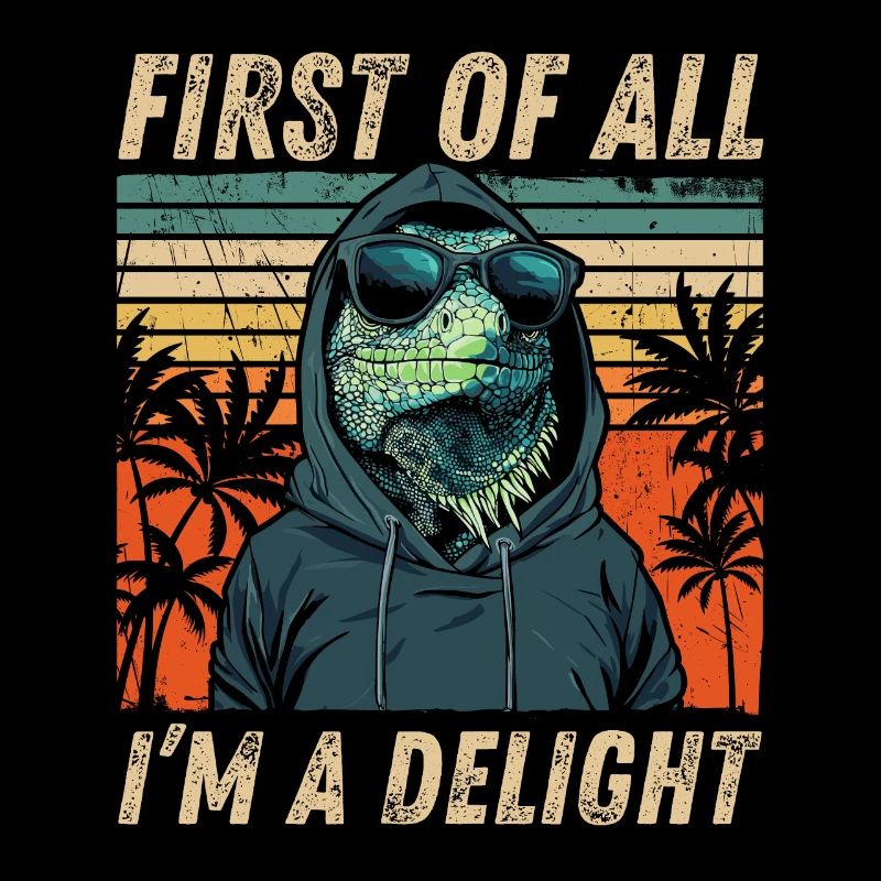 Sweat à capuche rétro Iguana - Sarcastic Design