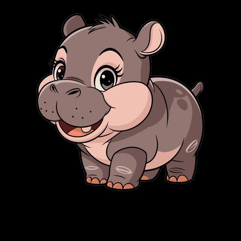 Cute Cartoon Hippo - Moo Deng Hippo