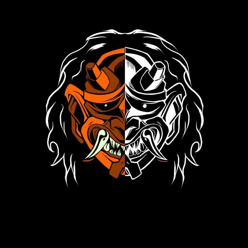 Dual Oni Dämon Maske Ninja Samurai