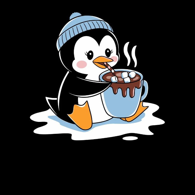 Pingouin câlin au chocolat chaud