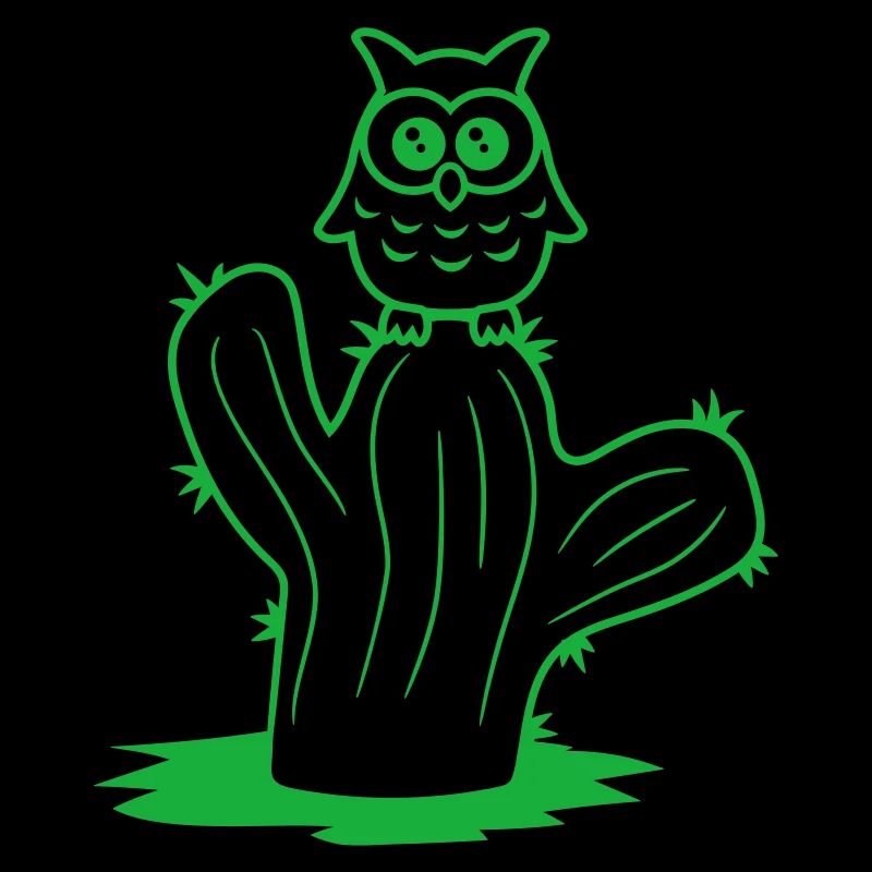 Cactus Owl Sitting Cacti Night Bird Cute Cute