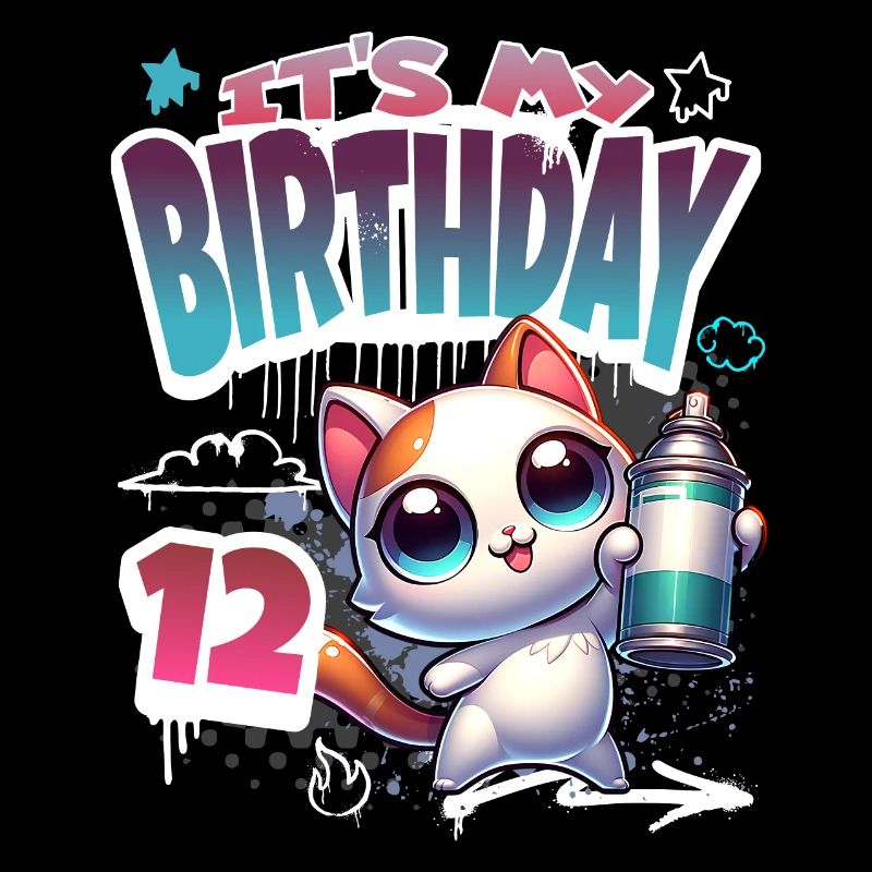 12e anniversaire chat graffiti