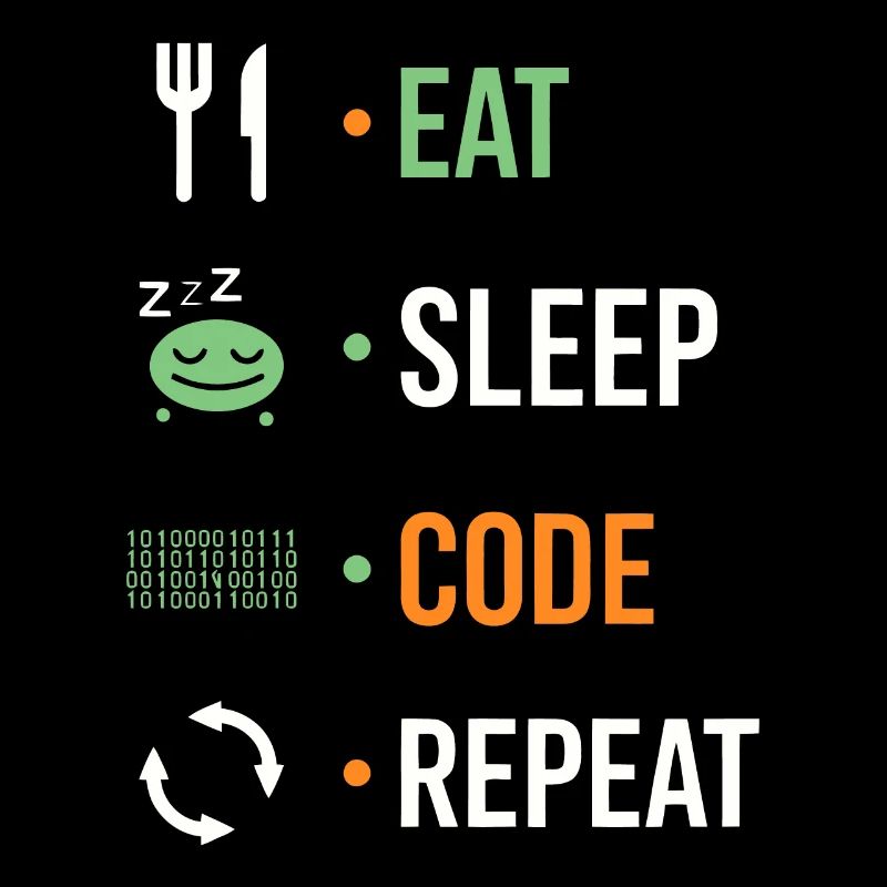 Eat, sleep, code, repeat.