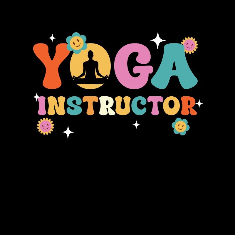 Bunter Yoga Instructor Schriftzug Mit