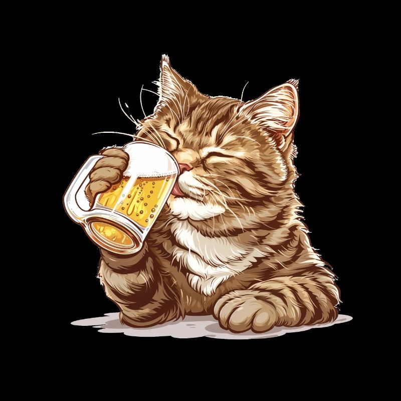 Cute Cat Drinking Beer 2