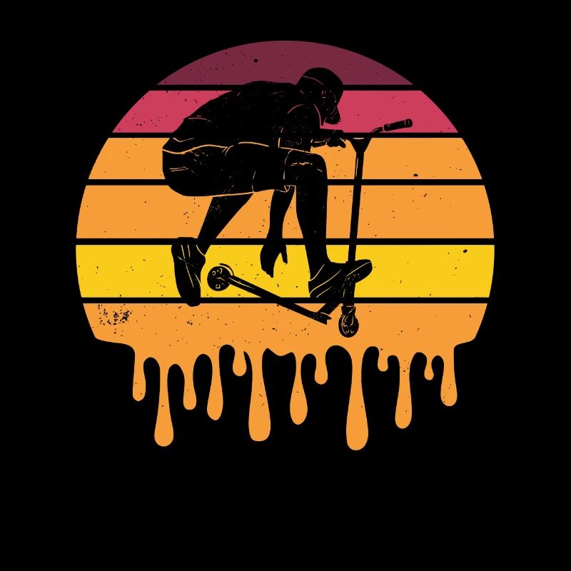 Conducteur De Scooter Cool Devant Un Coucher De Soleil Rétro