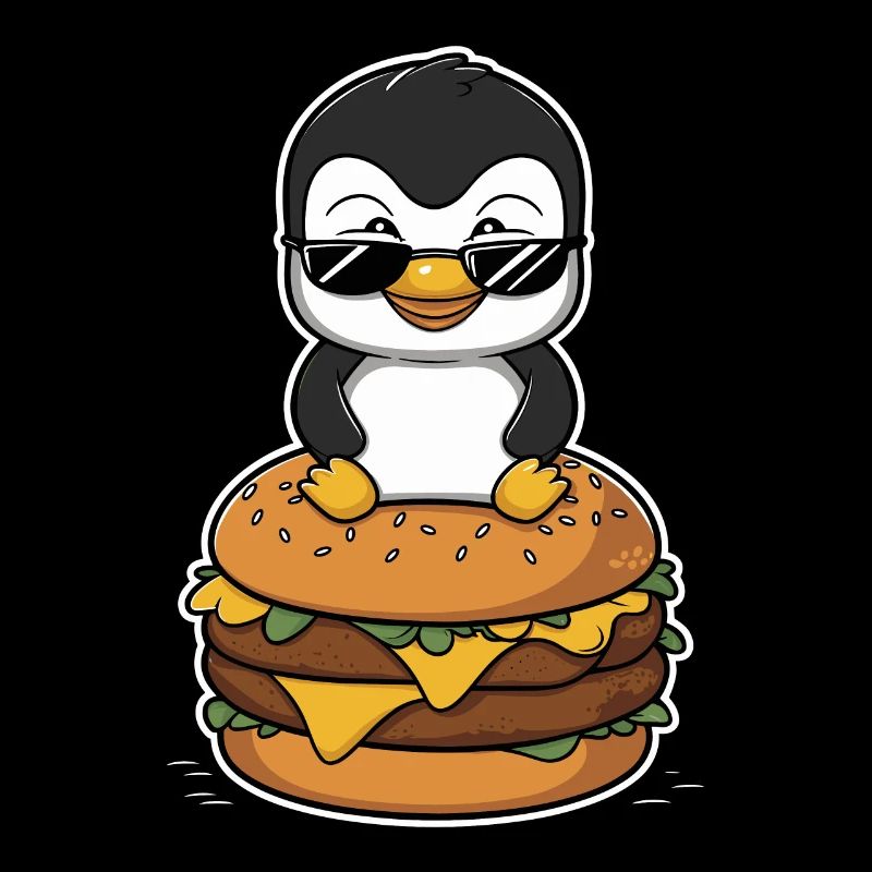 Cooler Pinguin Mit Burger