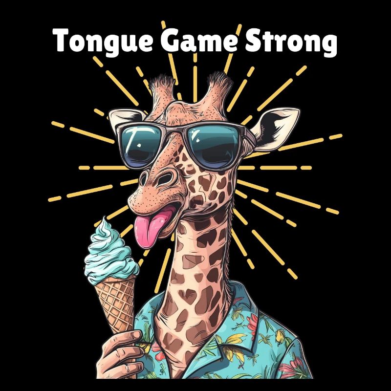 Tongue Game Strong - Funny Giraffe with