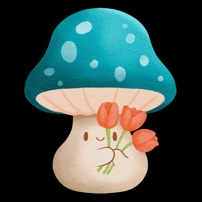 Mignon Murshoom tenant des fleurs