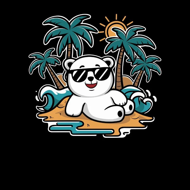 Cooler Eisbär Am Strand Mit Sonnenbrille