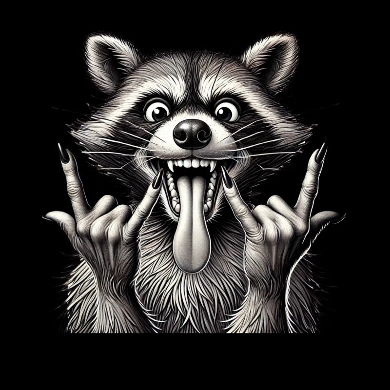 Rock 'n' Roll Waschbär Metall Kunst Design
