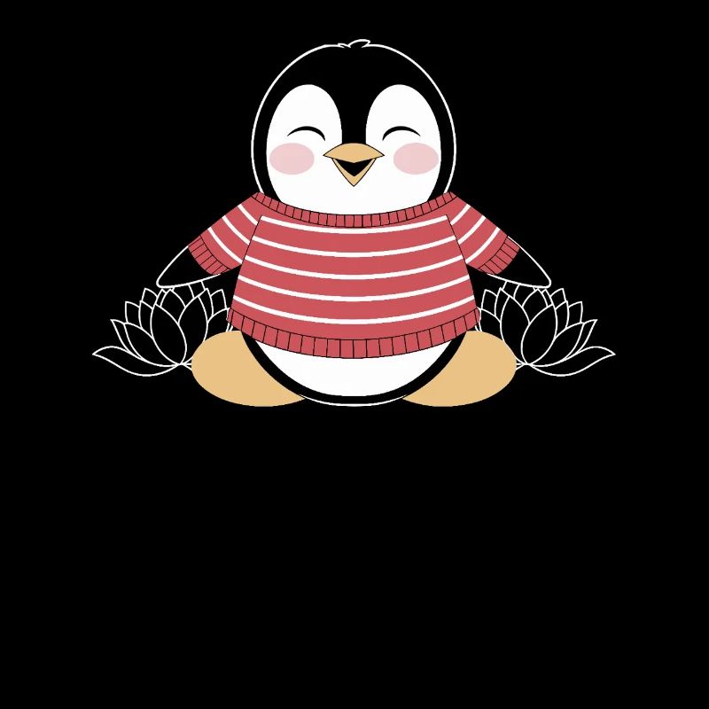 Meditierender Pinguin im Streifenpullover