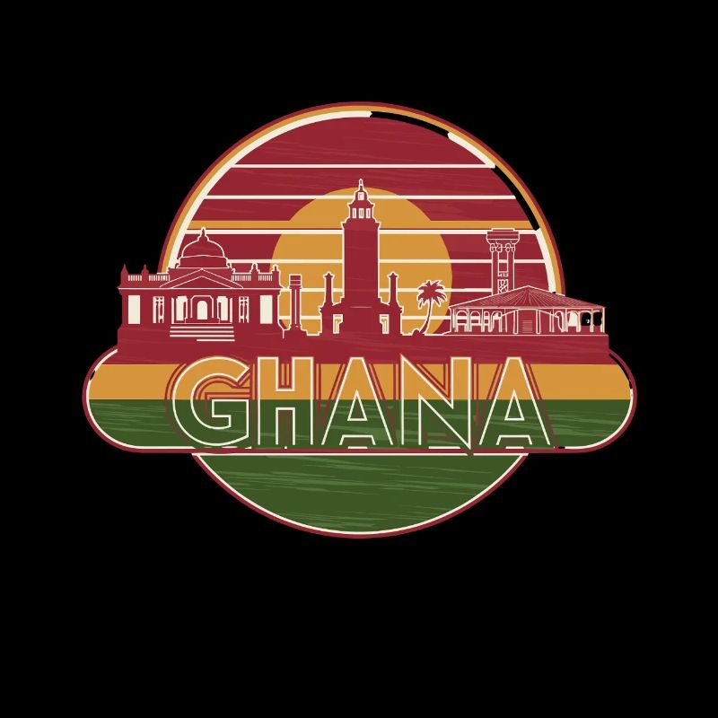 Silhouette de style rétro du Ghana avec point de repère
