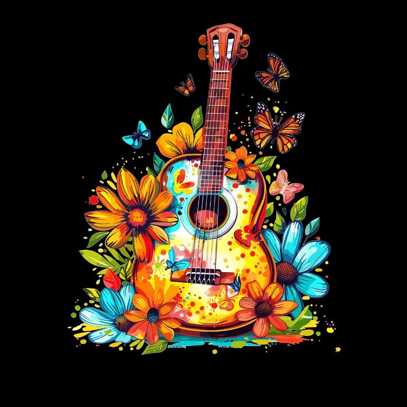 Bunte Gitarre mit Blumen