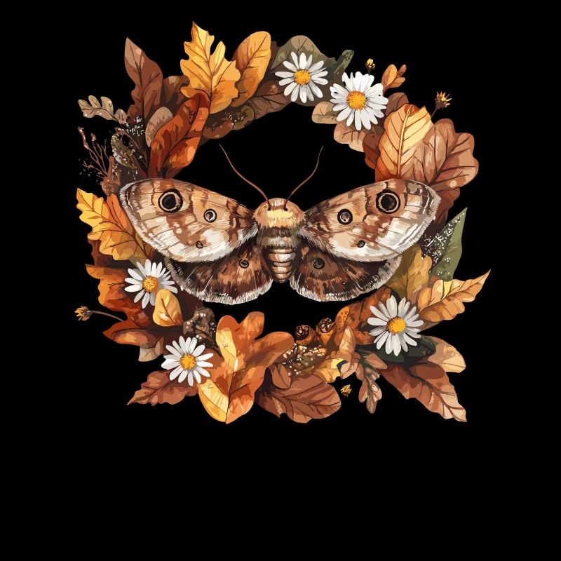 Papillon esthétique dans la couronne de fleurs d’automne