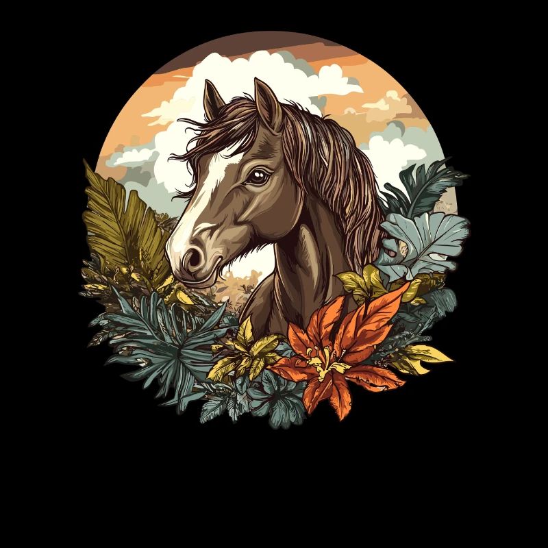 Cheval dans un paradis tropical