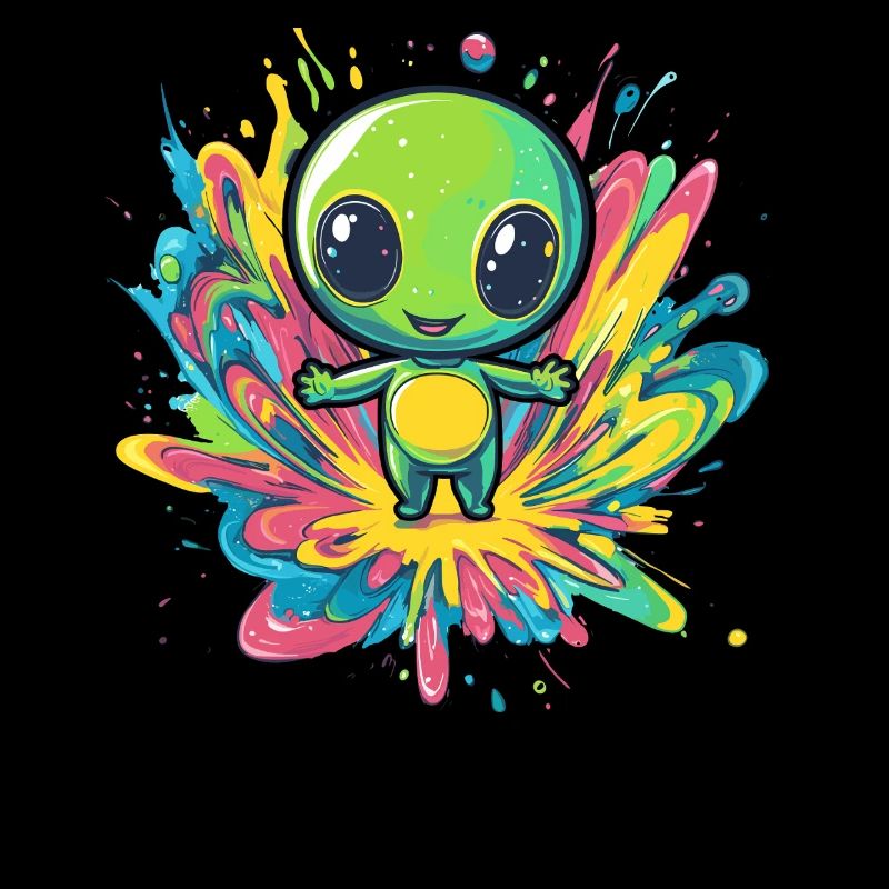 Bunter Alien auf Farbspritzer