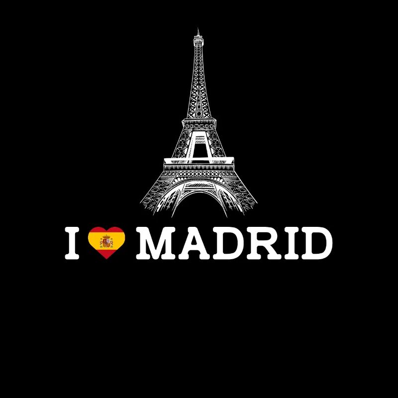 J’aime Madrid Cool Tour Eiffel Coeur Drapeau Jeu de mots
