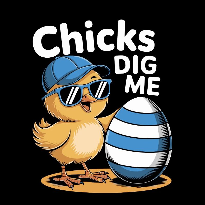 Drôle de poussin avec chapeau et œuf - Chicks Dig Me