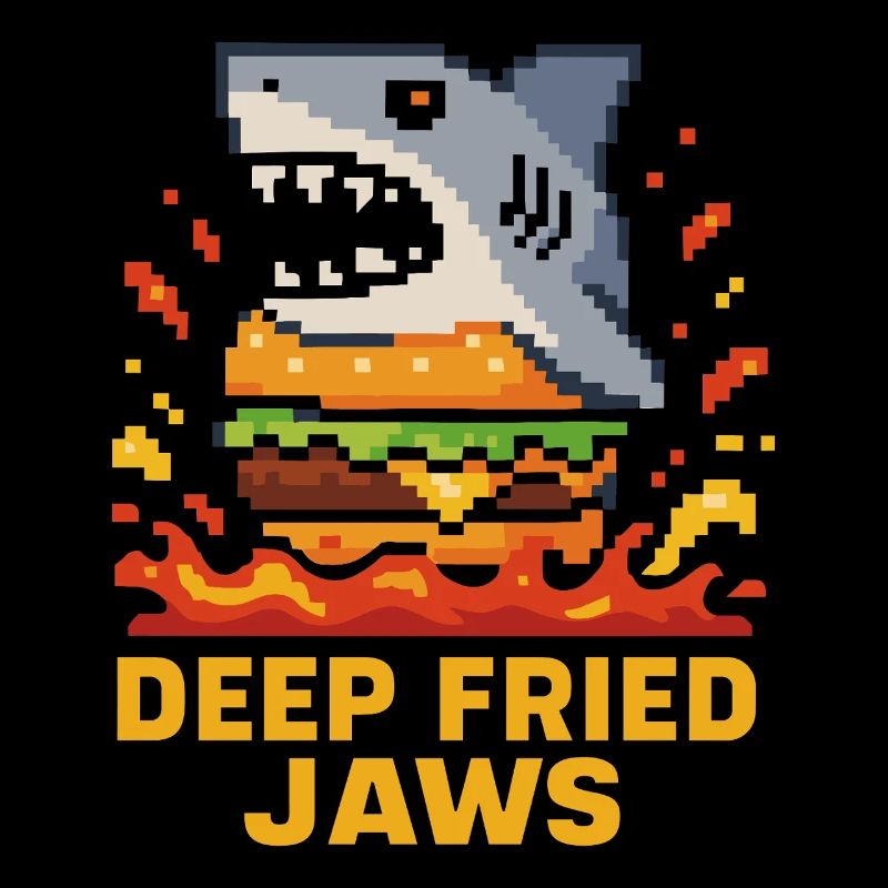Deep Fried Jaws Pixel Shark Burger