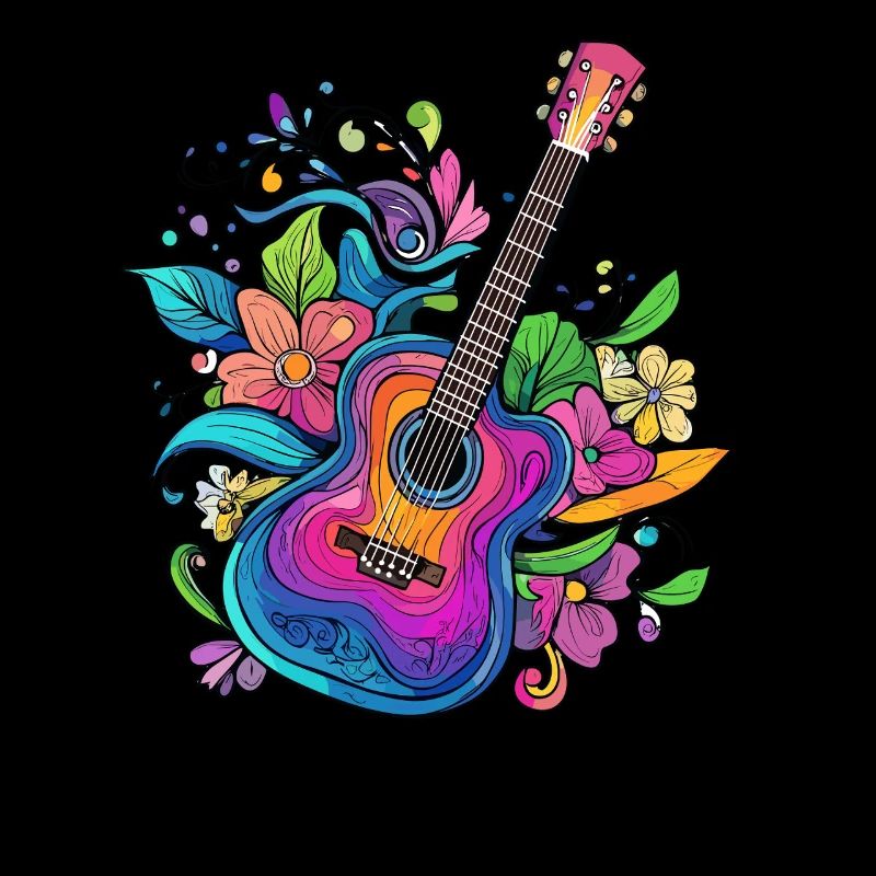 Bunte Gitarre mit Blumen