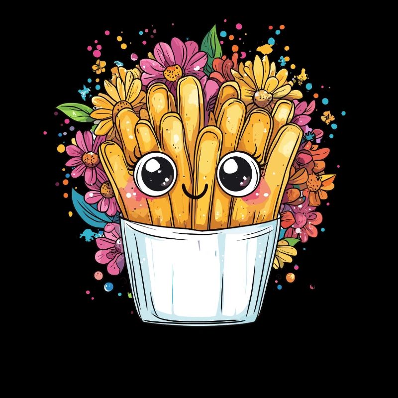 Frites mignonnes avec couronne de fleurs
