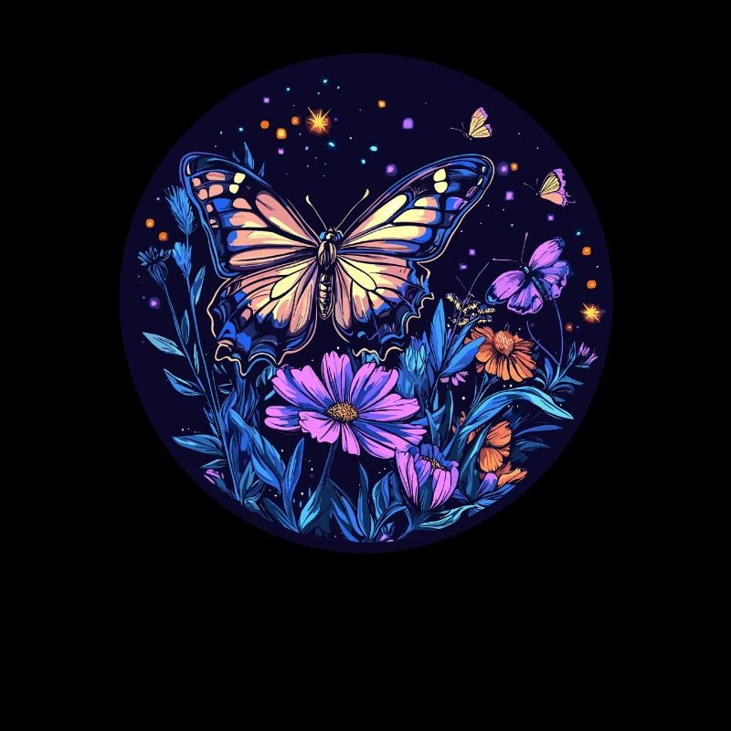 Papillon de nuit dans le champ de fleurs